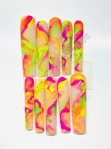 NEON MARBLE - 3X XXXL SQUARE - HARD GEL PRESS ON NAILS 💅