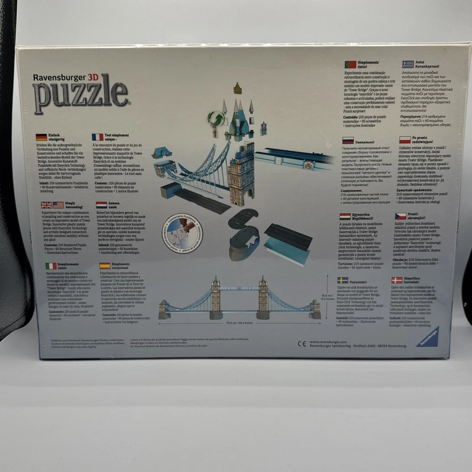 Ravensburger 3D Premiium Puzzle Tower Bridge London 216 Easy Click Pieces New - Image 2 of 4