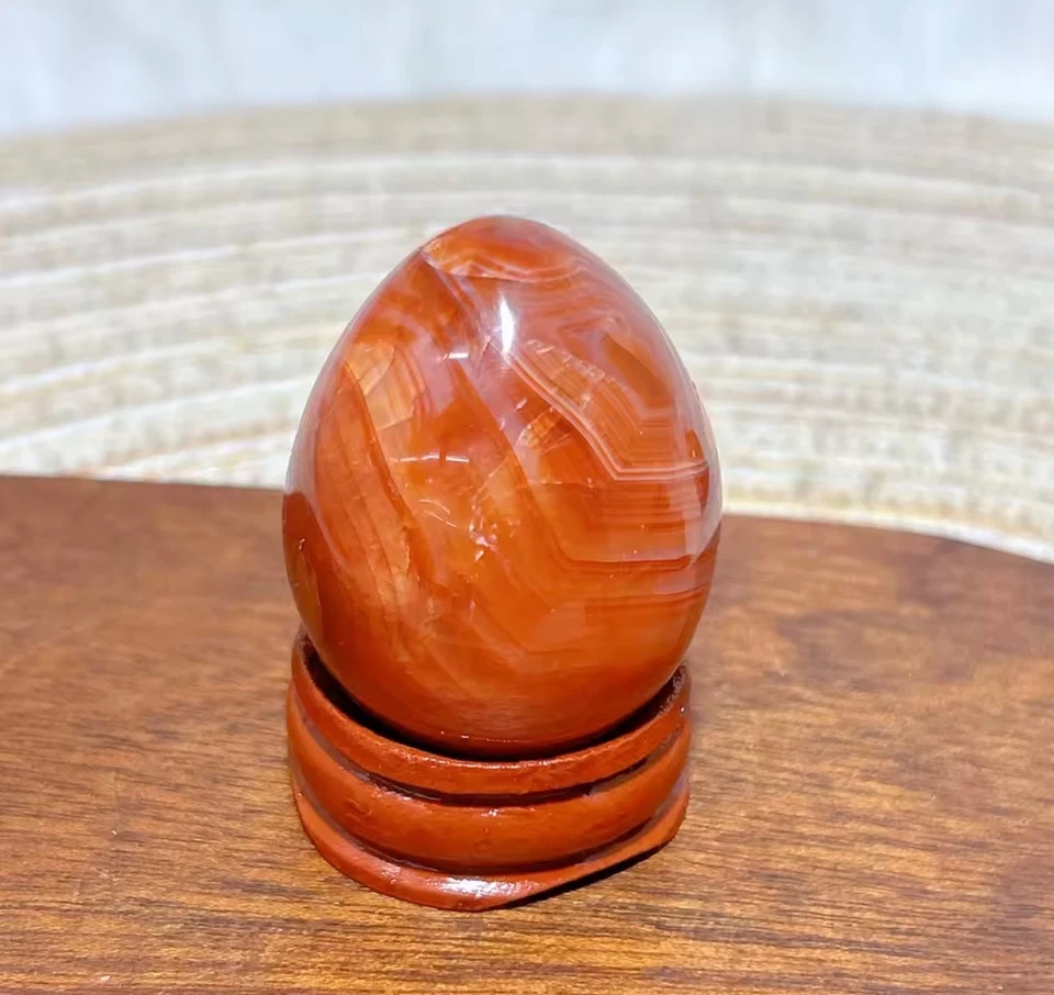 Œuf De Cristal En Cornaline Orange Minéral Ovale Polie Pierre Naturelle - Photo 1/2