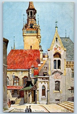 Munich Bavaria Germany Postcard Registry Office Petersplatz c1910 Unposted