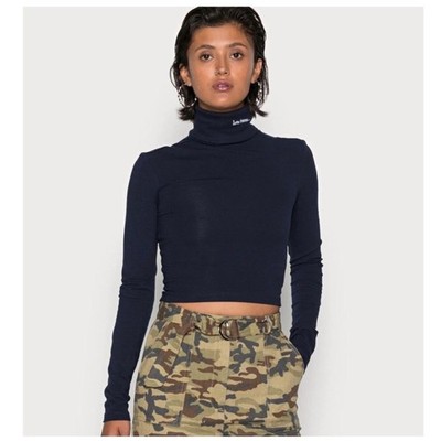 Urban Outfitters -Lets frans Cropped Turtleneck Top Navy S
