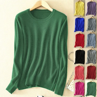 Winter Damen Pullover Warmes Rundhals-Strickpullover aus Wolle & Kaschmir