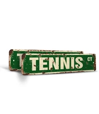 TENNIS Vintage Style Rustic Street Sign Metal court player ball shop teacher