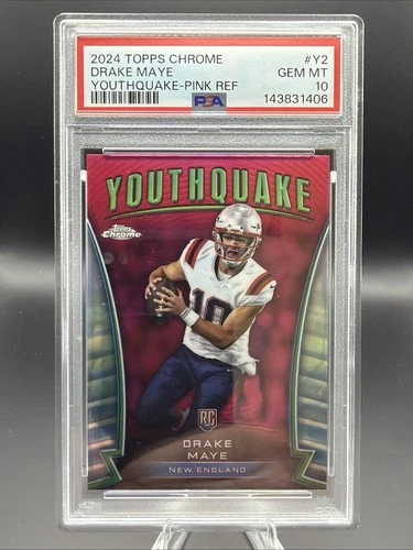 2024 Topps Chrome - Youthquake Drake Maye #Y-2 Pink Refractor (RC) - PSA 10