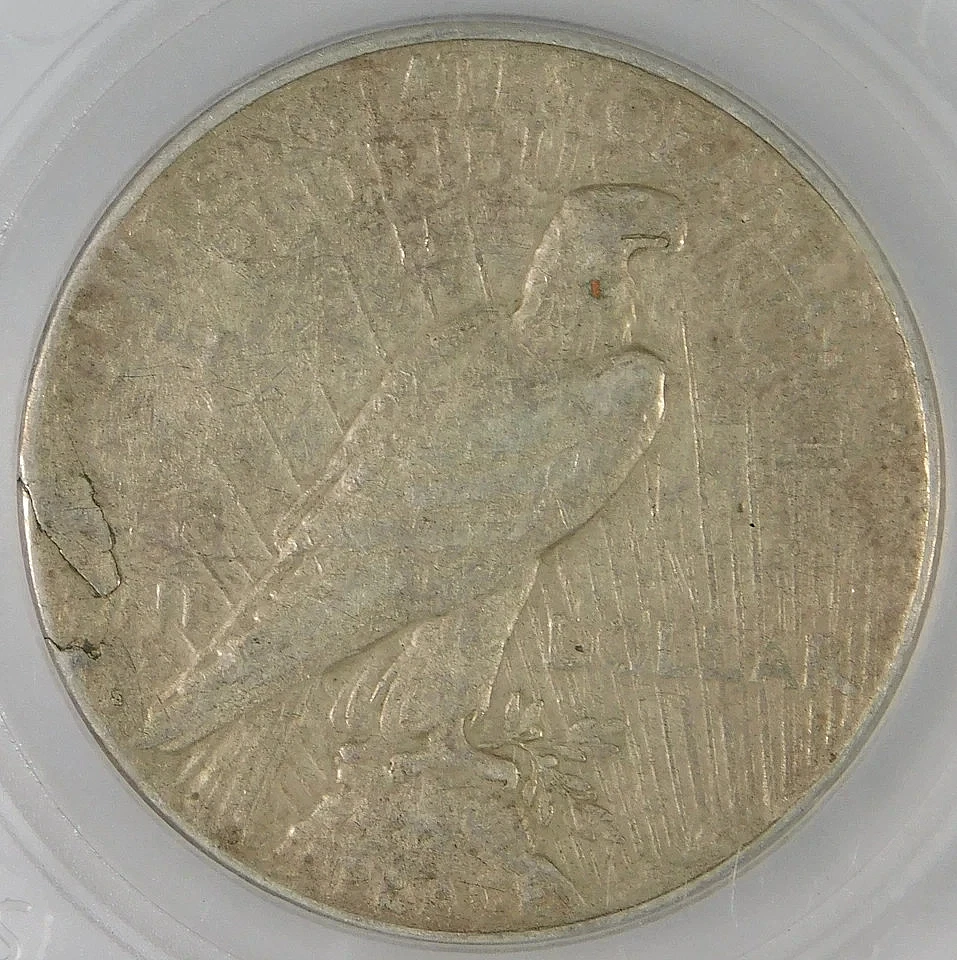 Rare 1923 $1 Peace Silver Dollar Coin **Large Reverse Lamination Error** - Image 2 of 3