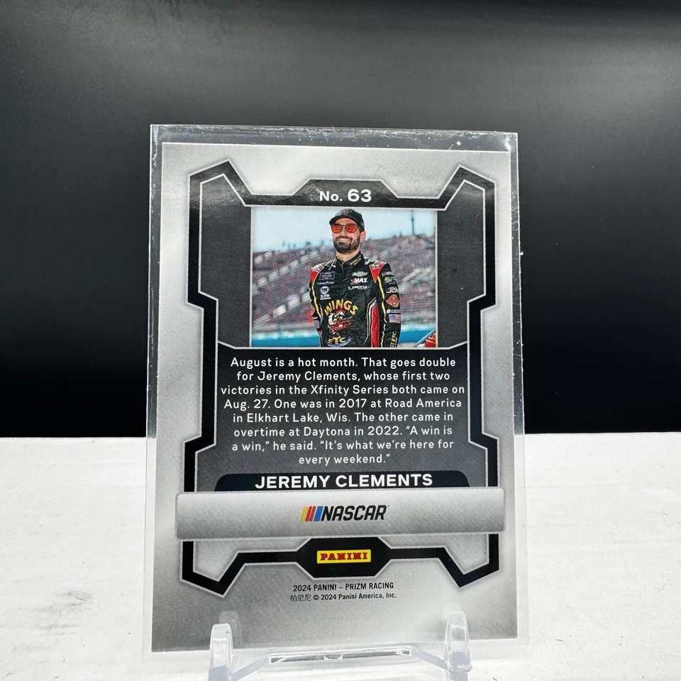 2024 Panini Prizm NASCAR Racing Jeremy Clements Card #63 - Image 2 of 2
