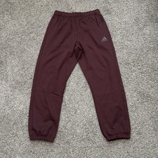 Adidas Basketball Maroon Fleece Joggers Athletic Bottoms JD6144 Men Size Medium