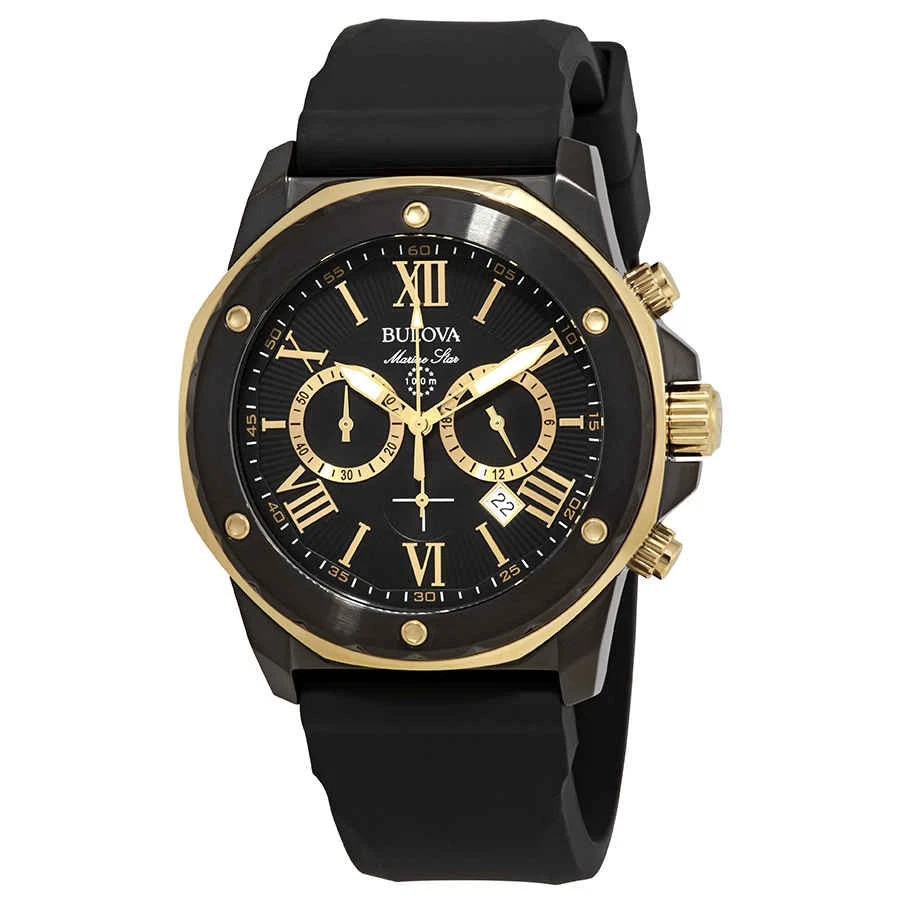 Bulova Marine Star Chronograph Black Dial Men's Watch 98B278