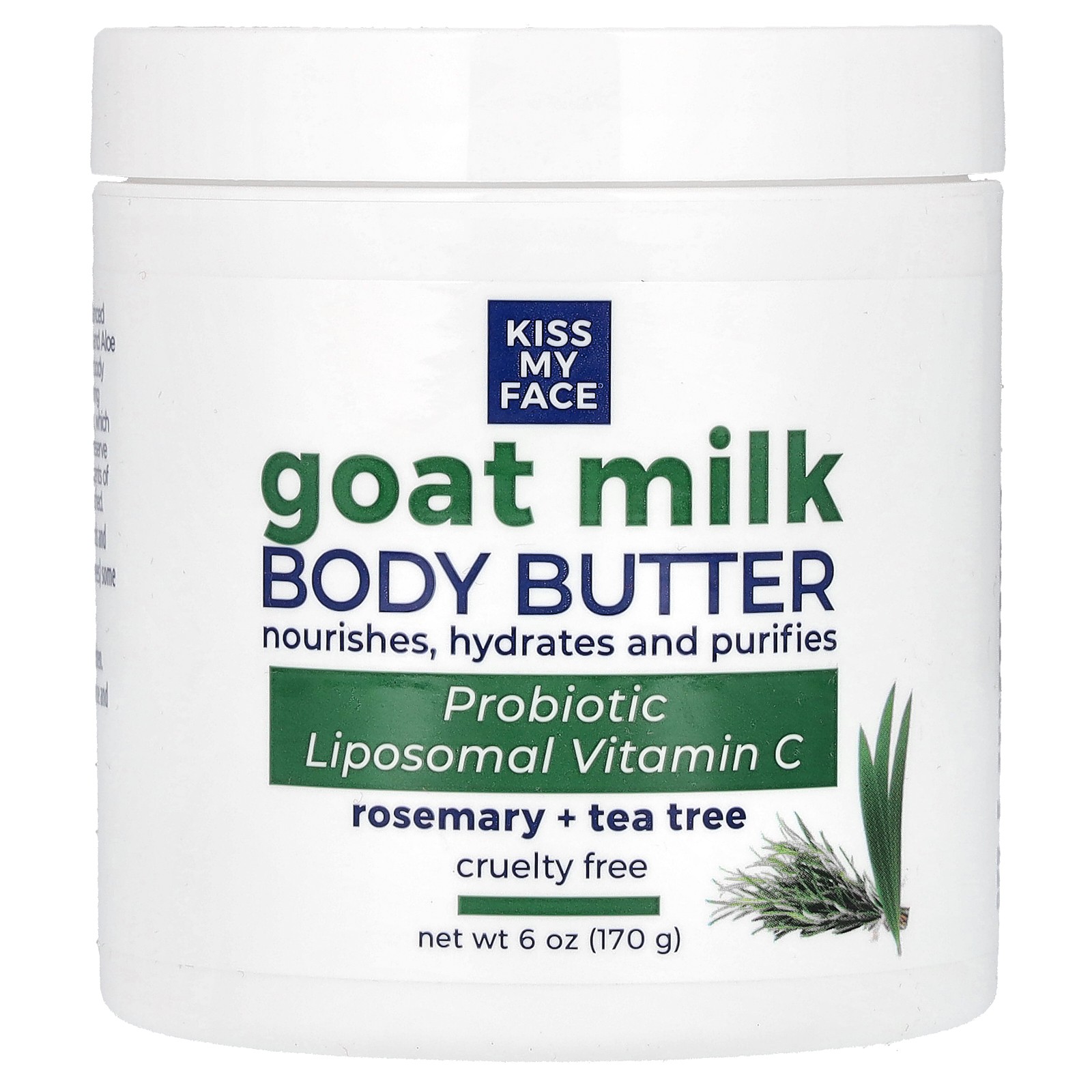 Goat Milk Body Butter, Rosemary + Tea Tree, 6 oz (170 g)