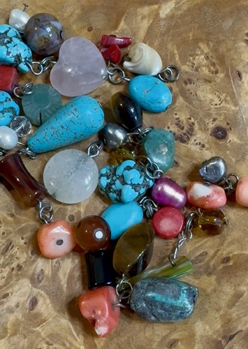 Jewelry Crafting Gemstone Beads Lot  Magnetic Chain Great Variety Shapes  Look