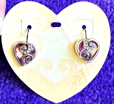 #ad #ad BRIGHTON CUPID’S LOVE PINKCLEAR SWAROVSKI CRYSTAL SLVR FRWIRE EARRINGS NWT✨VTG $74.00