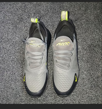 Nike Air Max 270 Men's Low Top Lace Up Trainers Grey Black Yellow UK 4.5