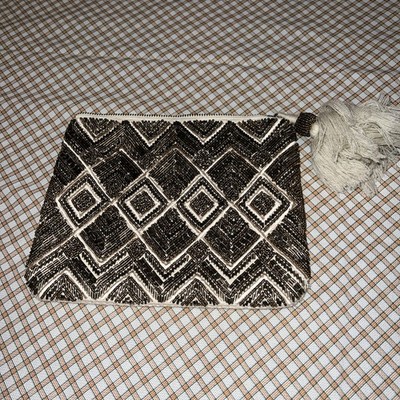 Universal Thread Silver/brown beaded clutch bag with tassel #beadedclutch