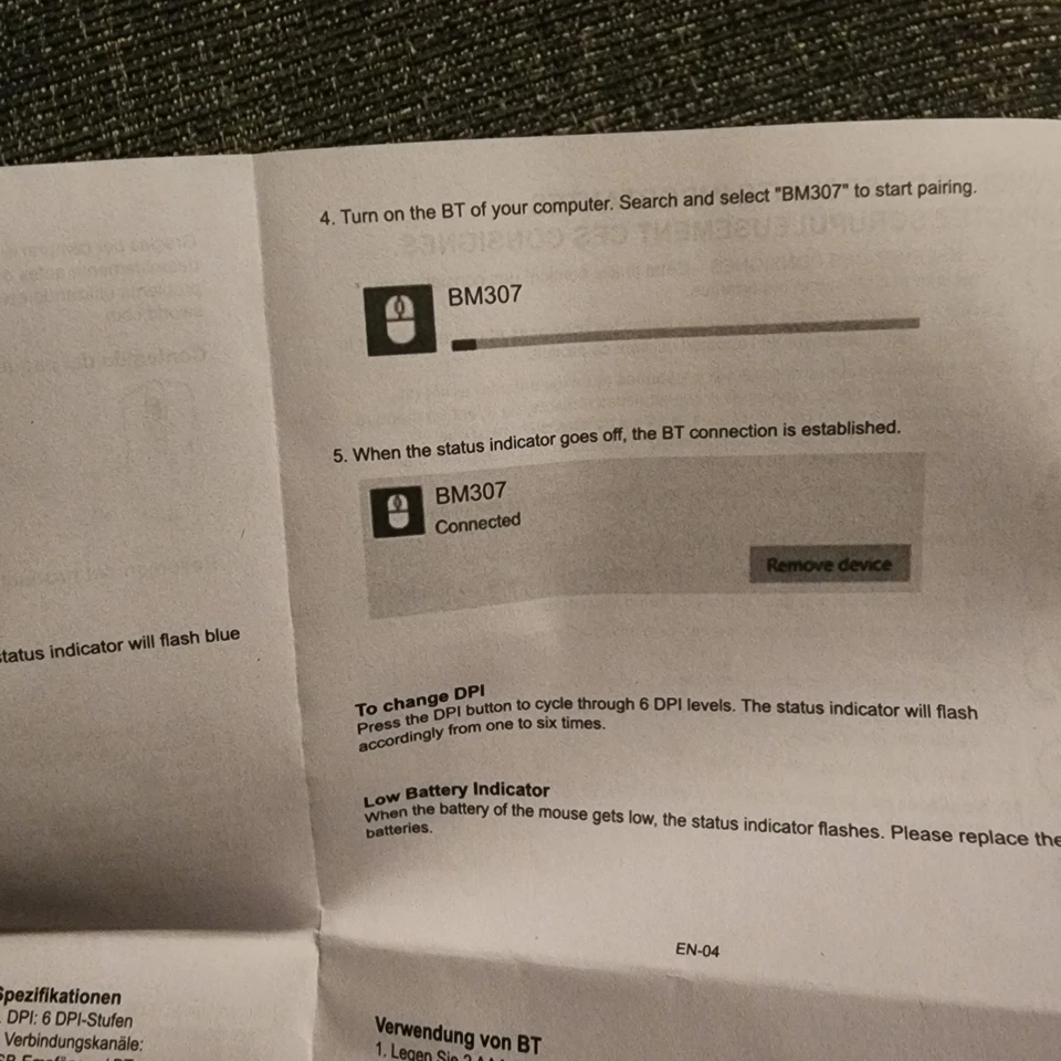 TECKNET BM307 Cordless Bluetooth Wireless Optical Mouse Black & Gray New In Box - Image 4 of 4