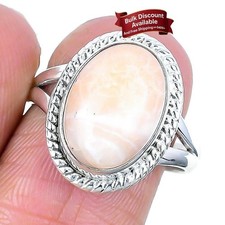 Natrolite Pink Larimar Stone Solid Sterling Silver Statement Ring Jewelry Size 8