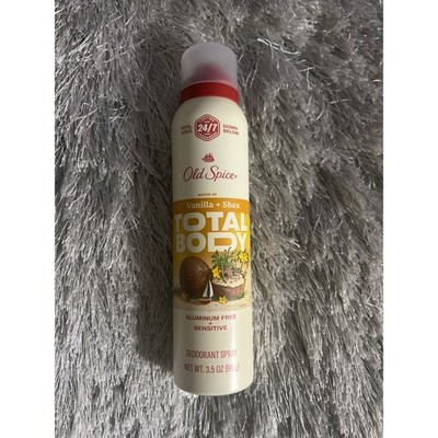Old Spice Total Body Deodorant Spray Vanilla + Shea Aluminum Free Sensitive 3.5