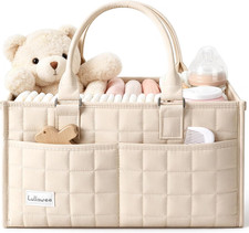 Baby Diaper Caddy Organizer, Portable Nursery Storage Basket with Handle for New