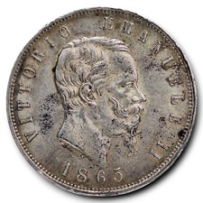 Regno d'Italia Napoli bella 5 lire 1865 Rara Vittorio Emanuele II Q.SPL