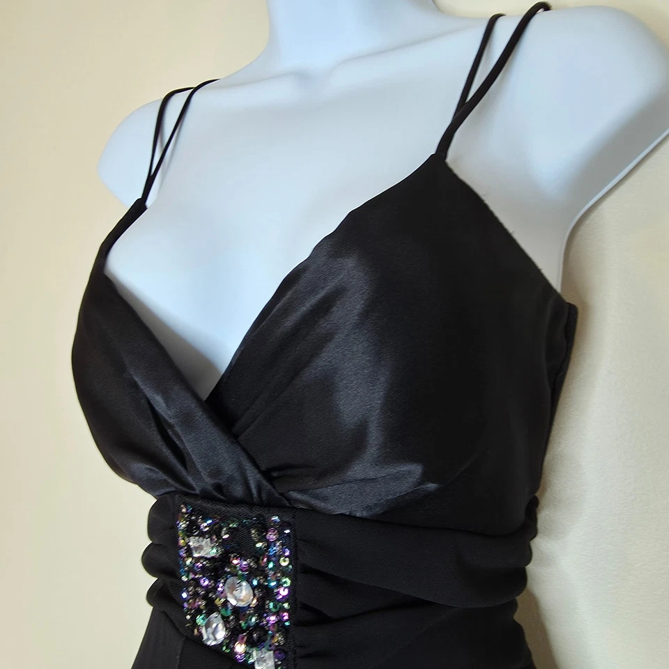 Vestido De Colección Y2K Teeze Me Pañuelo Dobladillo Talla 12/13 Negro Transparente Formal Hoco Fairy Foto 2 de 4