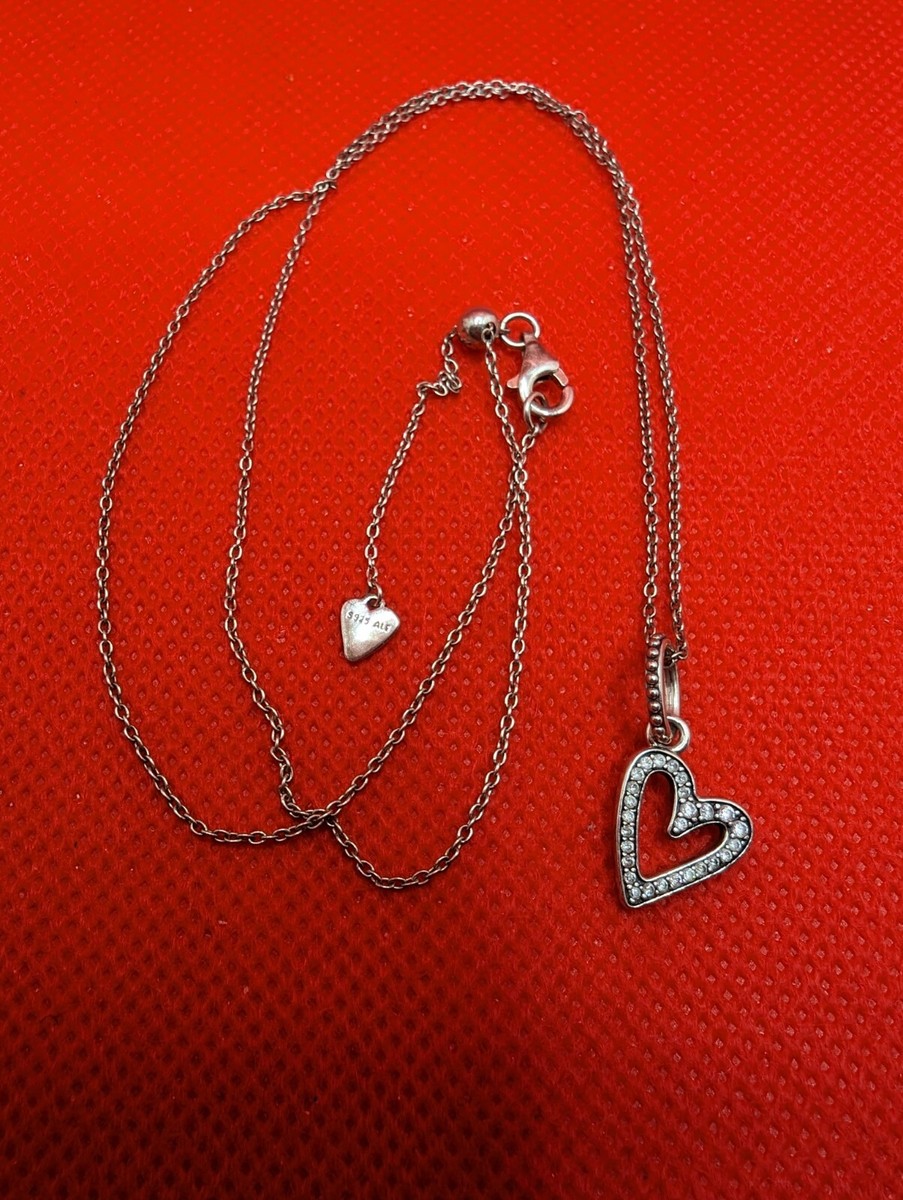 Pandora Sterling Silver 925 Freehand Heart Pendant on adjustable chain -19