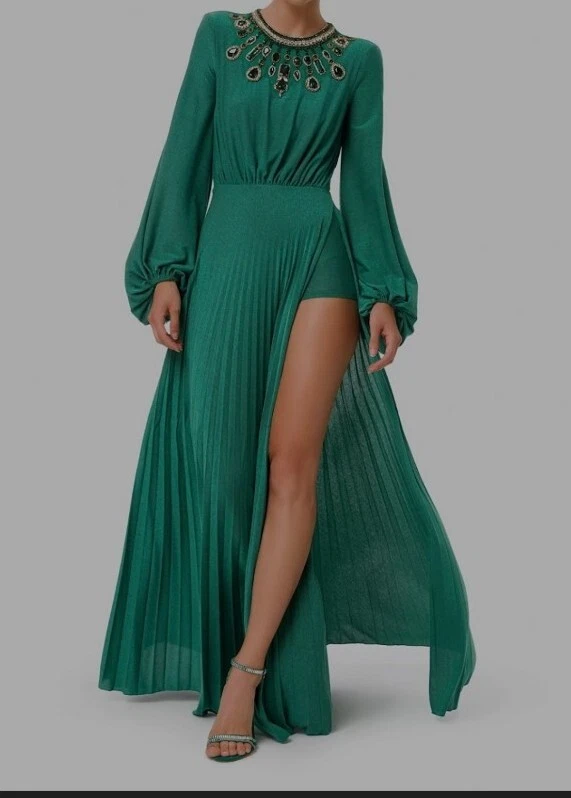 Abito Lungo Elisabetta Franchi verde Vestito Red Carpet manica