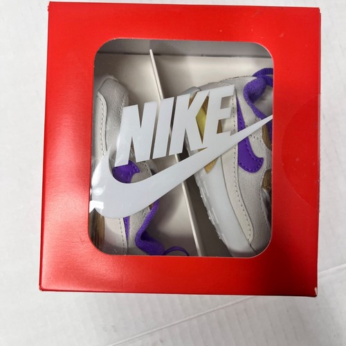 NIKE MAX 90 OG CRIB Shoe WHITE Gold Purple Size 4c