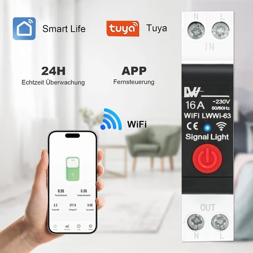 WIFI Leitungsschutzschalter Sicherungsautomat APP Fernschalter Smart Home Tuya⭐