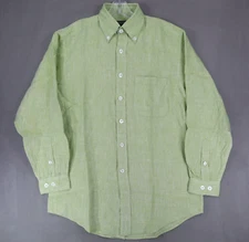New J Peterman Company Men Button Down Shirt S Green Oversized Long Sleeve Linen