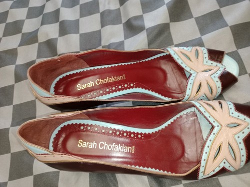 Sarah chofakian Ladies Court Shoes Sz6 Brown Beige Leather Leather Lined - Picture 3 of 10