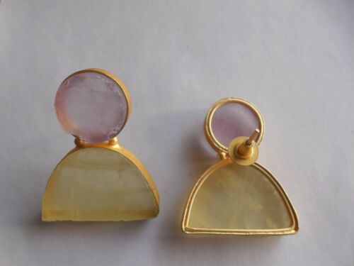 Citrine Stud Earring, Amethyst Chandelier Earring, Gold Plated Earing Jewelry - Picture 3 of 6