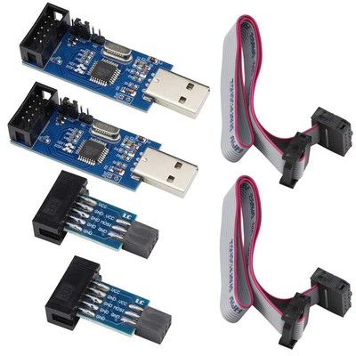 2PCS USBASP ISP Downloader Programmer Microcontroller Module + 10Pin to 6Pin ...