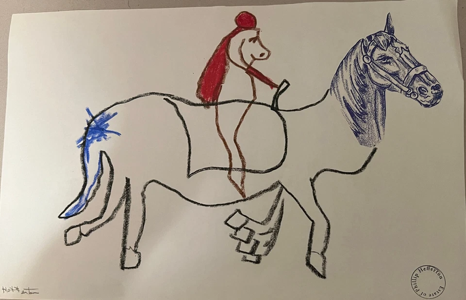 RARO PHILLIP HEFFERTON ORIG ARTE POP DIBUJO COLLAGE CABALLO ROLF GALERÍA NELSON Foto 2 de 4