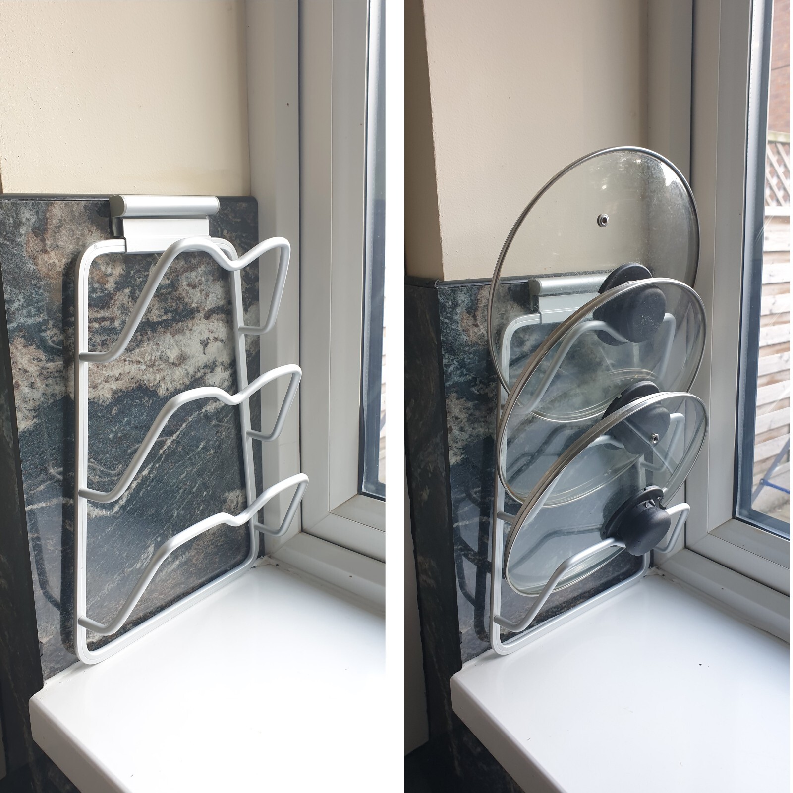 WALL DOOR CUPBOARD SAUCEPANS PAN LIDS STORAGE RACK HOLDER HOLDS 3 or 5