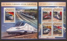 STA519 Djibouti 2016 MNH 2 Sheets High CV Railroad High Speed Trains