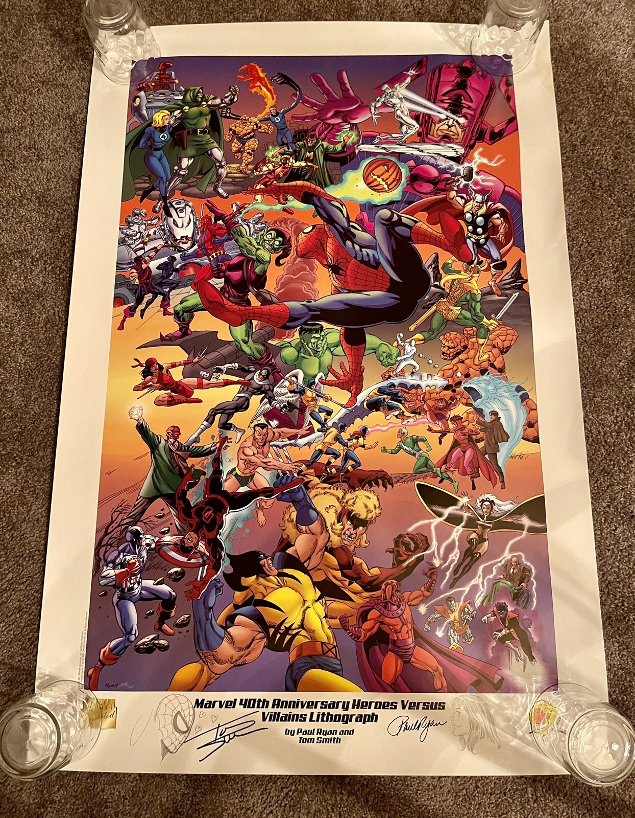 Marvel Signatures DYNAMIC FORCES Vintage Marvel Heros vs Villains LITHOGRAPH SIGNED With ...