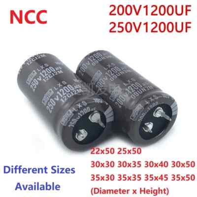 2Pcs NCC 1200uF 250V / 1200uF 200V 250V1200uF/ 200V1200uF Snap-in PSU capacitor.