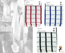 100% Cotton JUMBO CHECK TEA TOWELS Super Absorbent Kitchen Clean Dusting Lot 