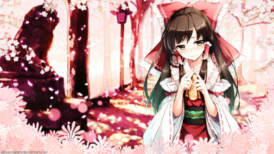 Anime brunette hakurei reimu blushing touhou miko girls Playmat Gaming Mat