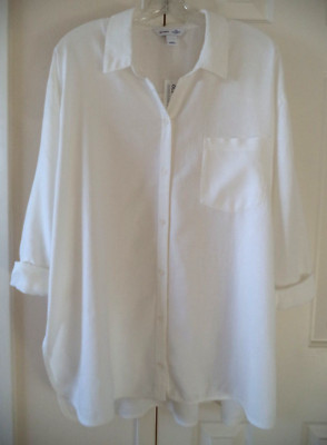 Must! Old Navy White Linen Blend Oversized Buttondown Shirt 4XL 5X 28 30 32 4X