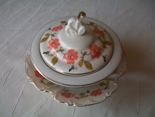 Bavaria Edelstein Porzellan Sammelporzellan, Dose & Schüssel mit Blumen Goldrand