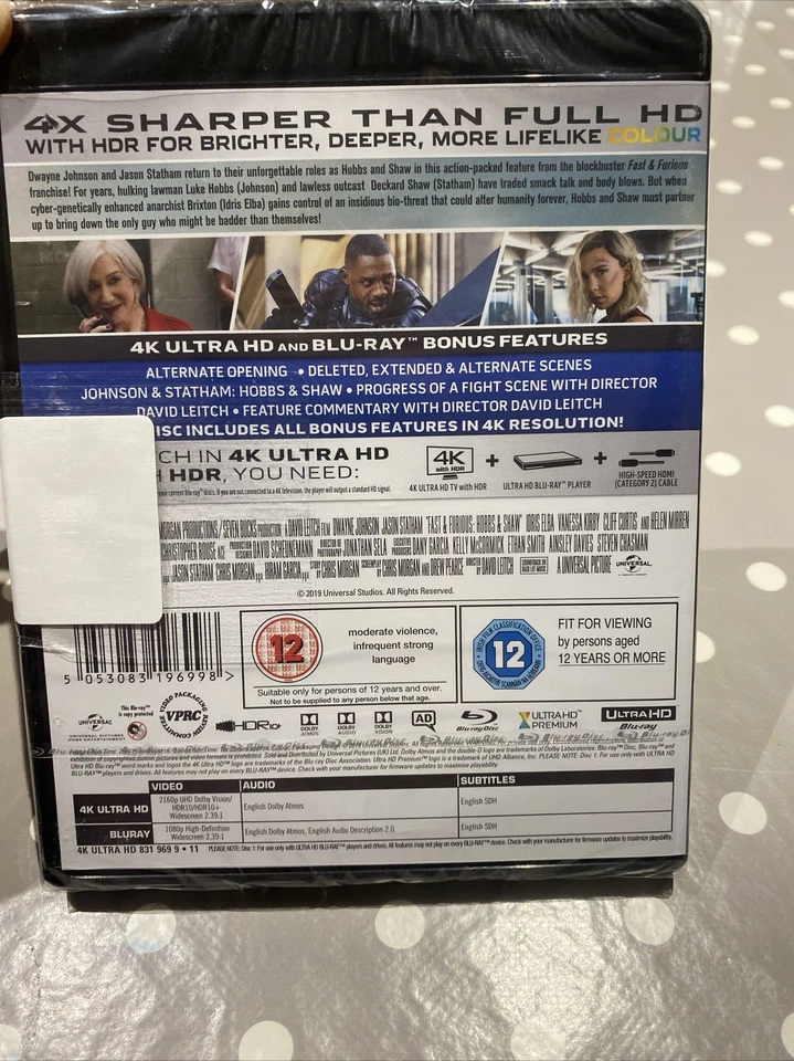 Fast And Furious Hobbs And Shaw NEW SEALED 4K UHD BLU RAY - Image 2 of 2