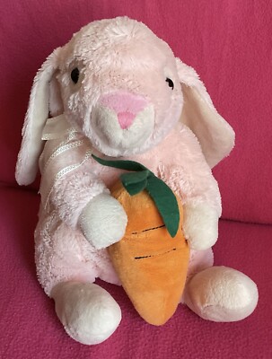 TJM rosa Hase Kaninchen hält Karotte Ostern weiches Plüschtier 10 Zoll