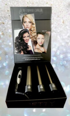 Professional Pretty In A Minute 3 in1 Wand Curler Iron 100% Titanium Ceramic NOB