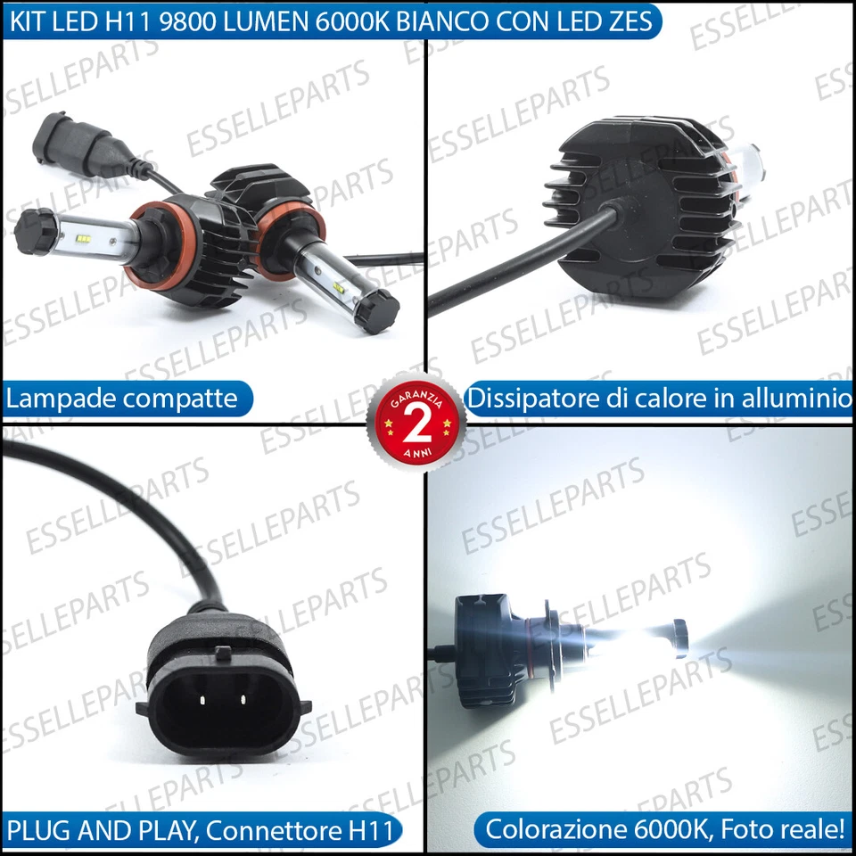 KIT FULL LED LAMPADE H11 6000K 9800 LM CANBUS FENDINEBBIA VW GOLF SPORTSVAN - Immagine 2 di 4