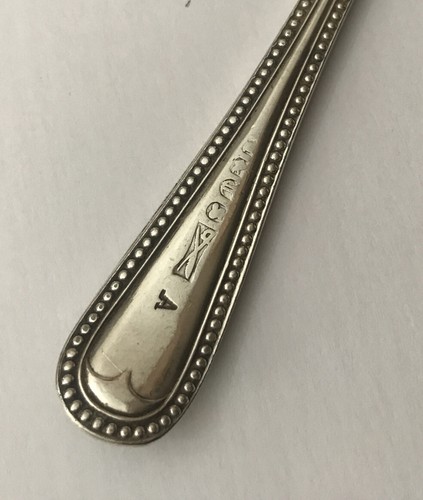 Antique 15cm Fancy Ornate Silver Plate Beaded bead Childs Spoon Storks Cutlery - Picture 5 of 12
