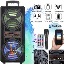3000W Portable Bluetooth Speaker Sub Woofer Deep Bass Sound System Party & Mic