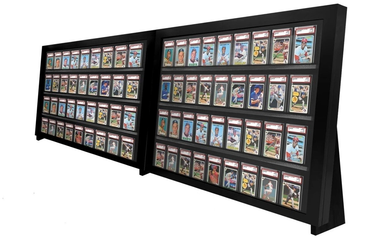 Graded Trading Card Display Case 72 PSA Slabs Tabletop USA Sport Wood Show  Stand | eBay