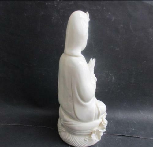 10 inches Chinese dehua white porcelain statue of goddess. Guanyin bodhisattva - Picture 3 of 6