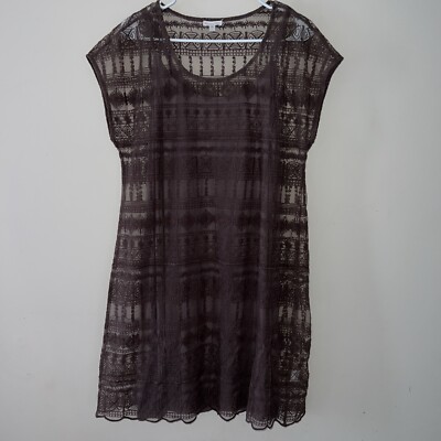 Garnet Hill Brown Lace Dress Lined Midi Women’s Size Measurements  Included