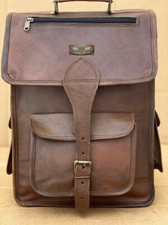 Leather High Backpack Laptop Rucksack Travel Bag Tan Brown Men's New Genuine